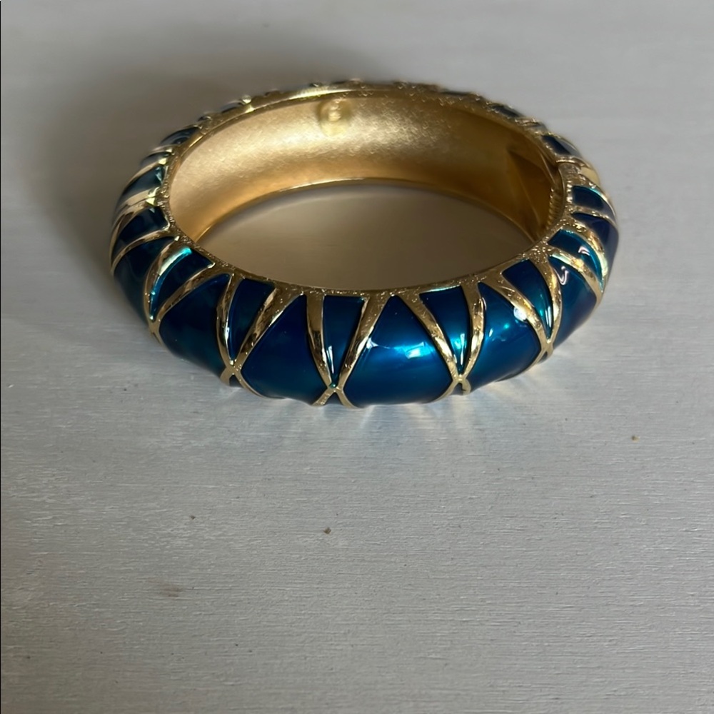 C94 Vintage Kenneth Jay Lane Blue and Gold Bangle